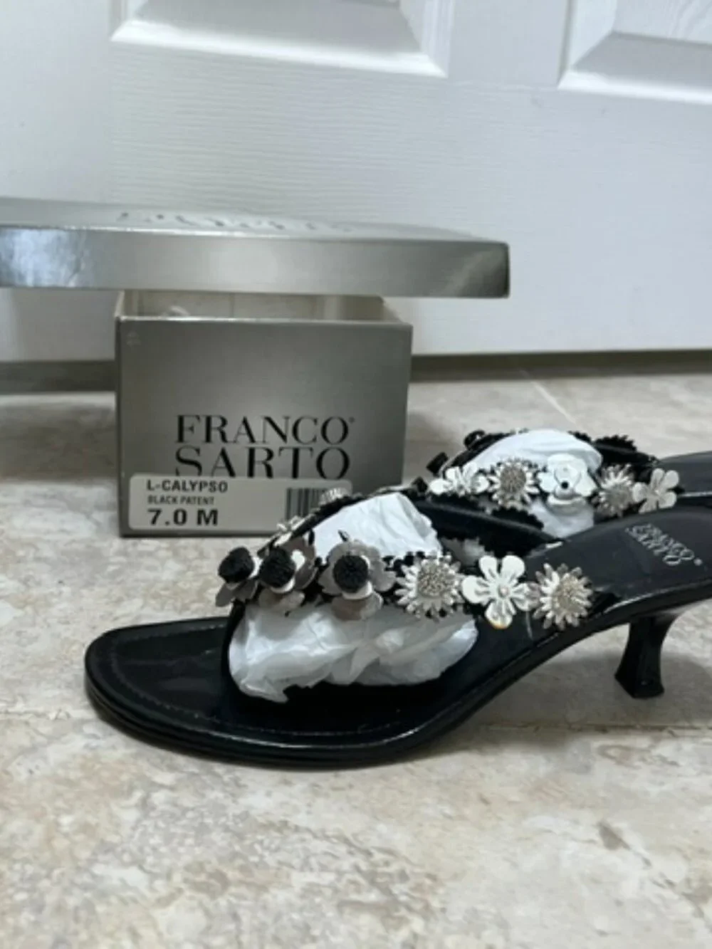 Franco Sarto Calypso Sandal Black Patent Size 7 - Picture 2 of 6